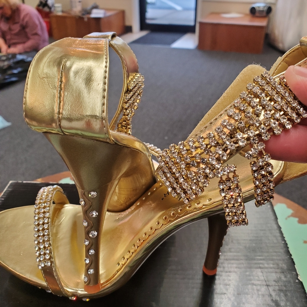 Gold Rhinestone shoes